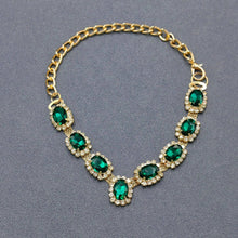 Load image into Gallery viewer, Green Glass Rhinestone Chain Linked Cat &amp; Dog Pet Collar