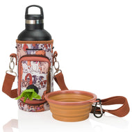Dog Water Bottle Carrier w/ Poop Bag Pocket - 32oz Large
