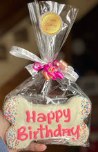 Load image into Gallery viewer, Large Pink Happy Birthday Bone