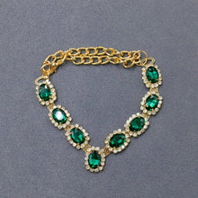 Load image into Gallery viewer, Green Glass Rhinestone Chain Linked Cat &amp; Dog Pet Collar