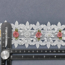 Load image into Gallery viewer, Pink Flower White Lace Knitted Fabric Pet Collar